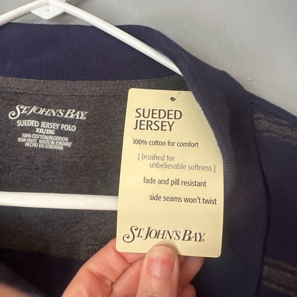 St. John’s Bay XXL Sueded Jersey Long Sleeve Polo Blue Gray - Picture 4 of 6
